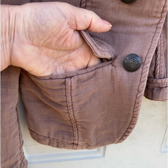 FREE PEOPLE Jagger Blazer S Western Military Jacket Lace Up Cuff Preowned - Picture 9 of 14